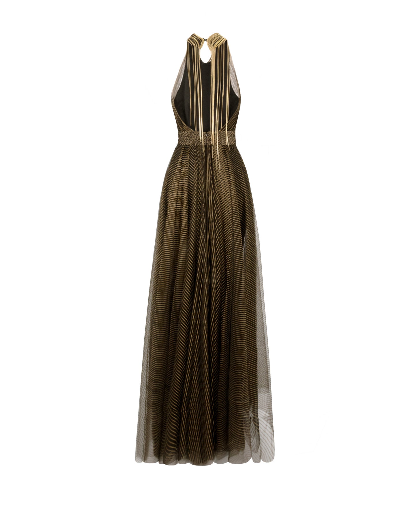 Tulle Dress with Metallic Fringes