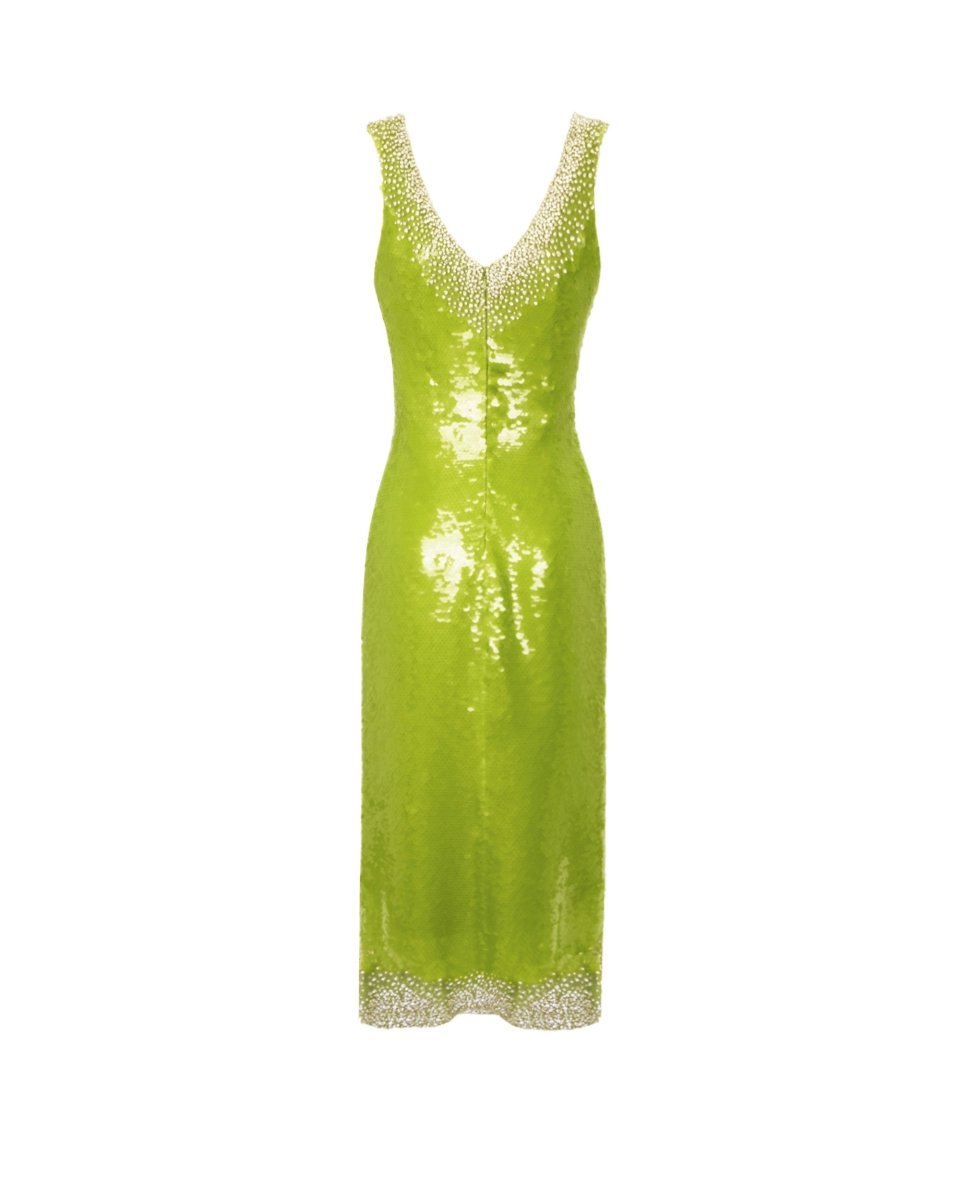 Fitted Sequins Pistachio Dress - Gemy Maalouf