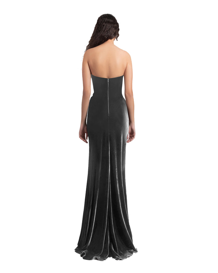 Grey Velvet Flower Dress