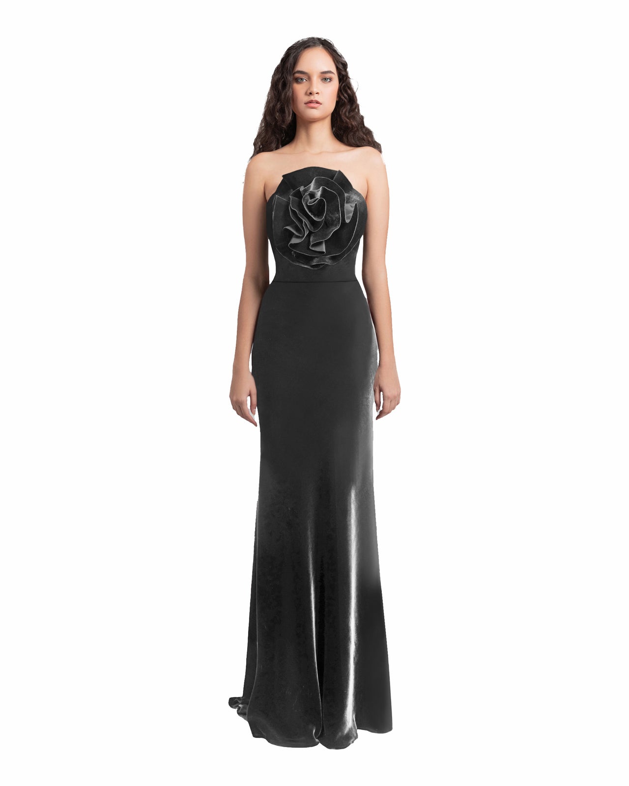 Grey Velvet Flower Dress