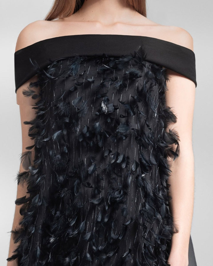 Feather Flared Dress - Gemy Maalouf