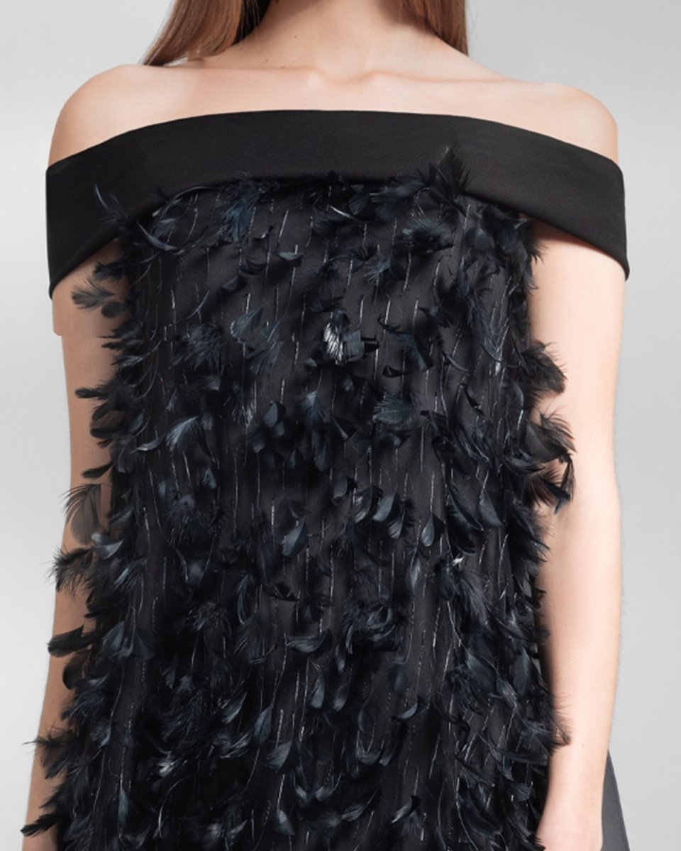 Feather Flared Dress - Gemy Maalouf