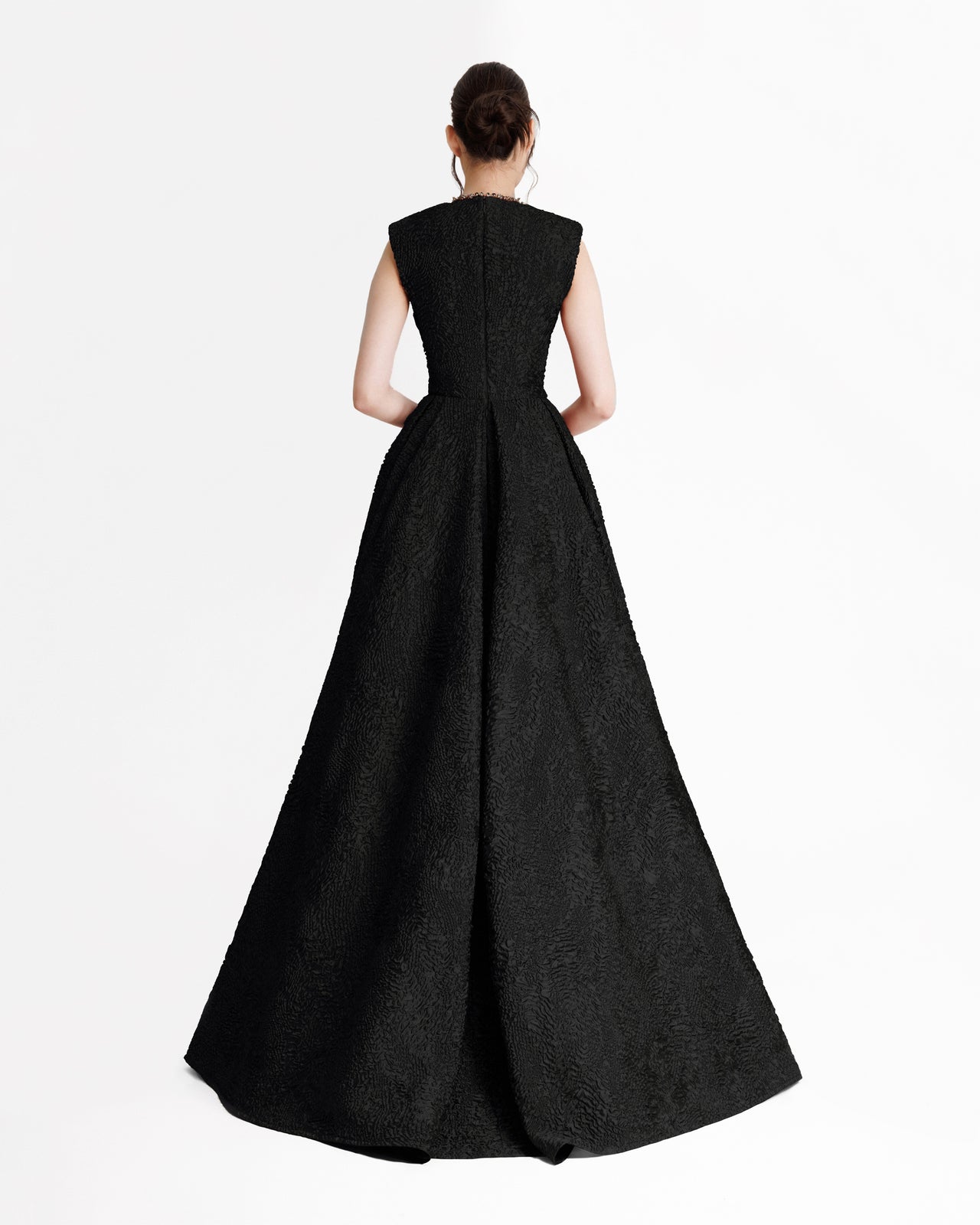 Structured Shoulder Black Dress