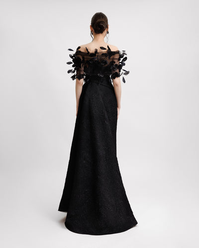 Strapless Dress With Feathered Bolero