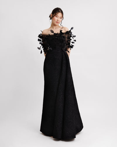 Strapless Dress With Feathered Bolero