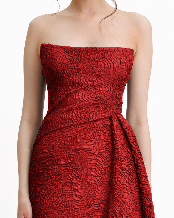 Strapless Dress With a Draped Skirt