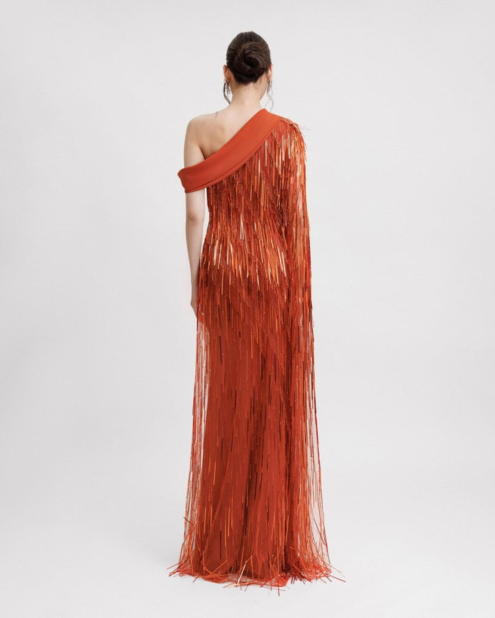 One - Shoulder Crepe Fold - Over Dress - Gemy Maalouf