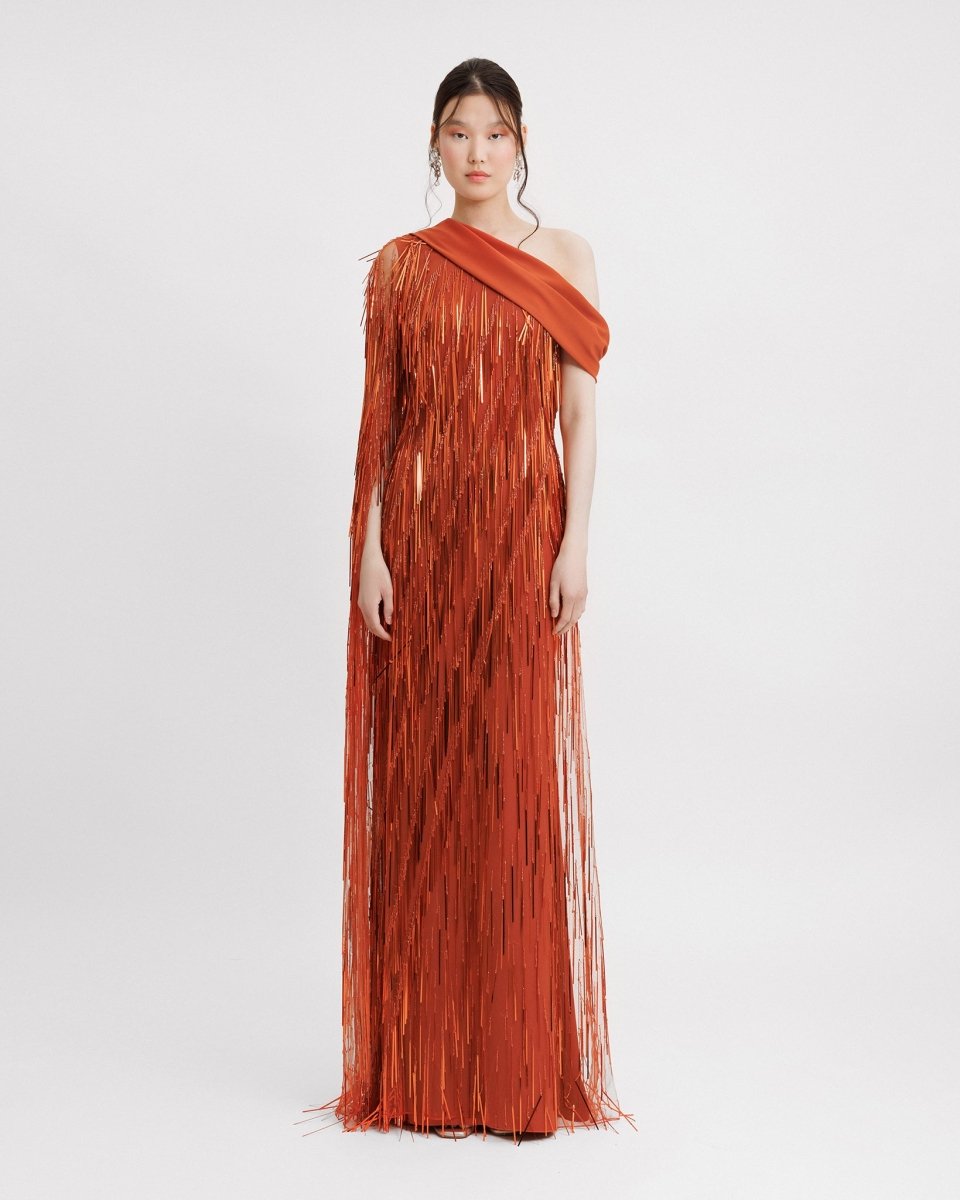 One - Shoulder Crepe Fold - Over Dress - Gemy Maalouf