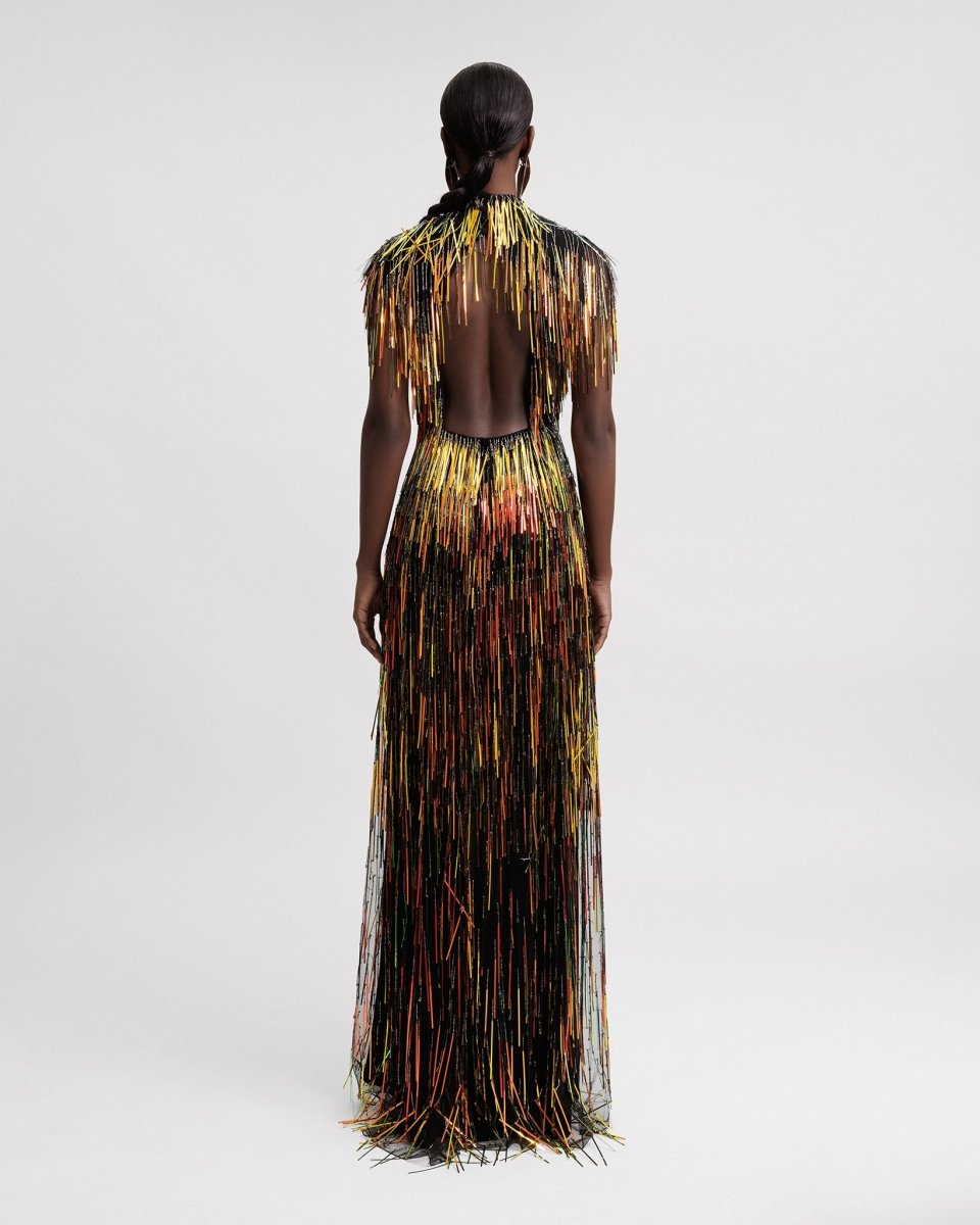 Beaded Fringes Dress - Gemy Maalouf