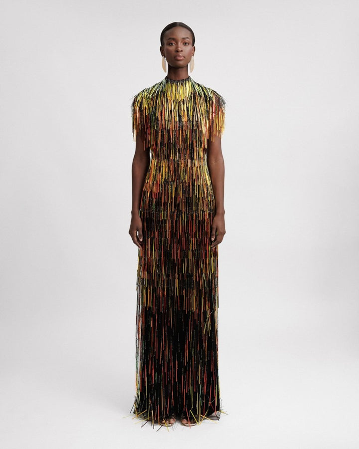 Beaded Fringes Dress - Gemy Maalouf