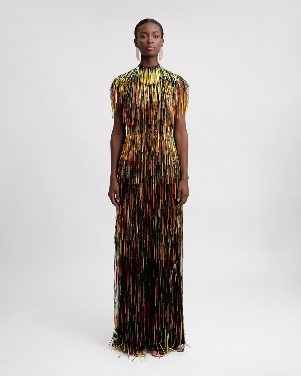 Beaded Fringes Dress - Gemy Maalouf