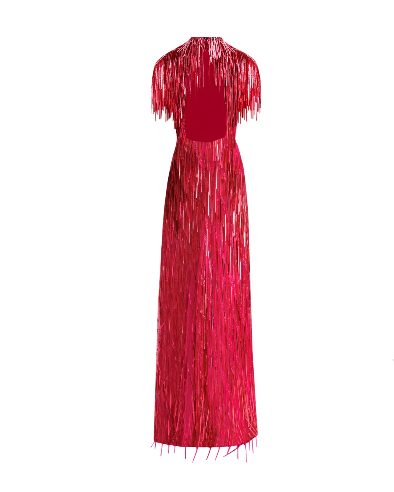 Beaded Fringes Fuchsia Dress
