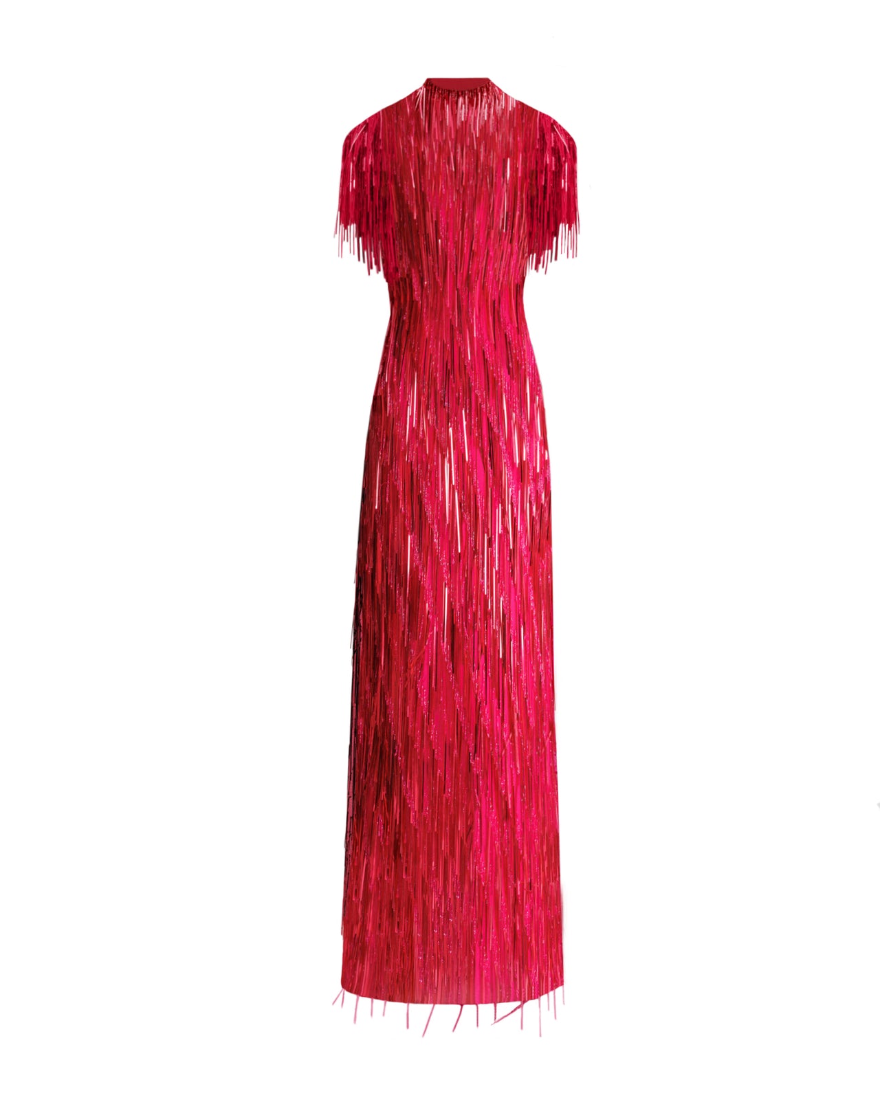 Beaded Fringes Fuchsia Dress