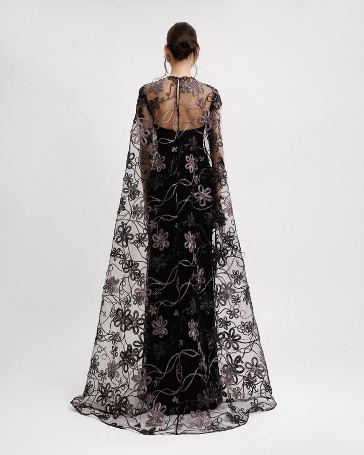 Cape - like Back Tulle Dress - Gemy Maalouf