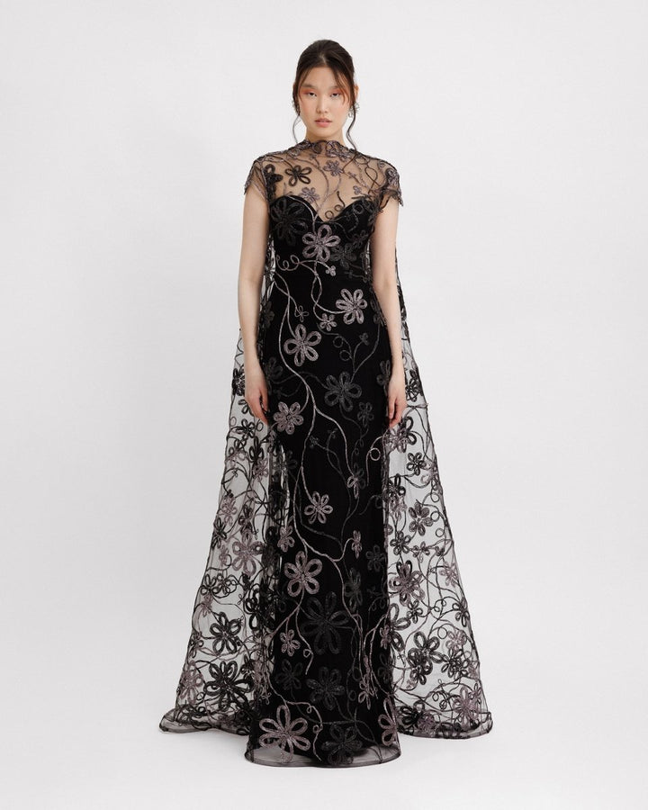 Cape - like Back Tulle Dress - Gemy Maalouf