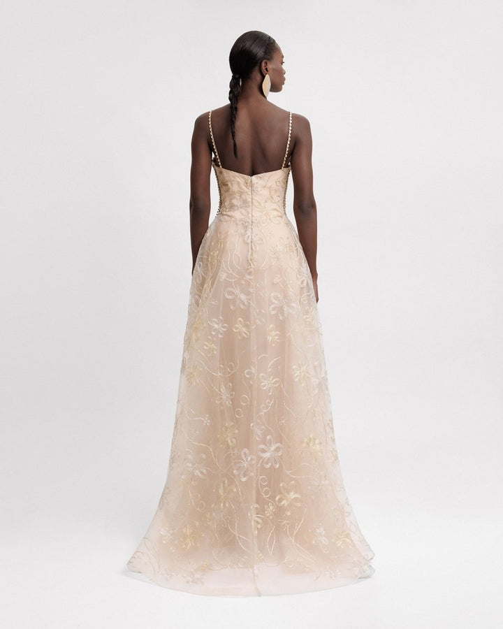 Embroidered Tulle Dress - Gemy Maalouf