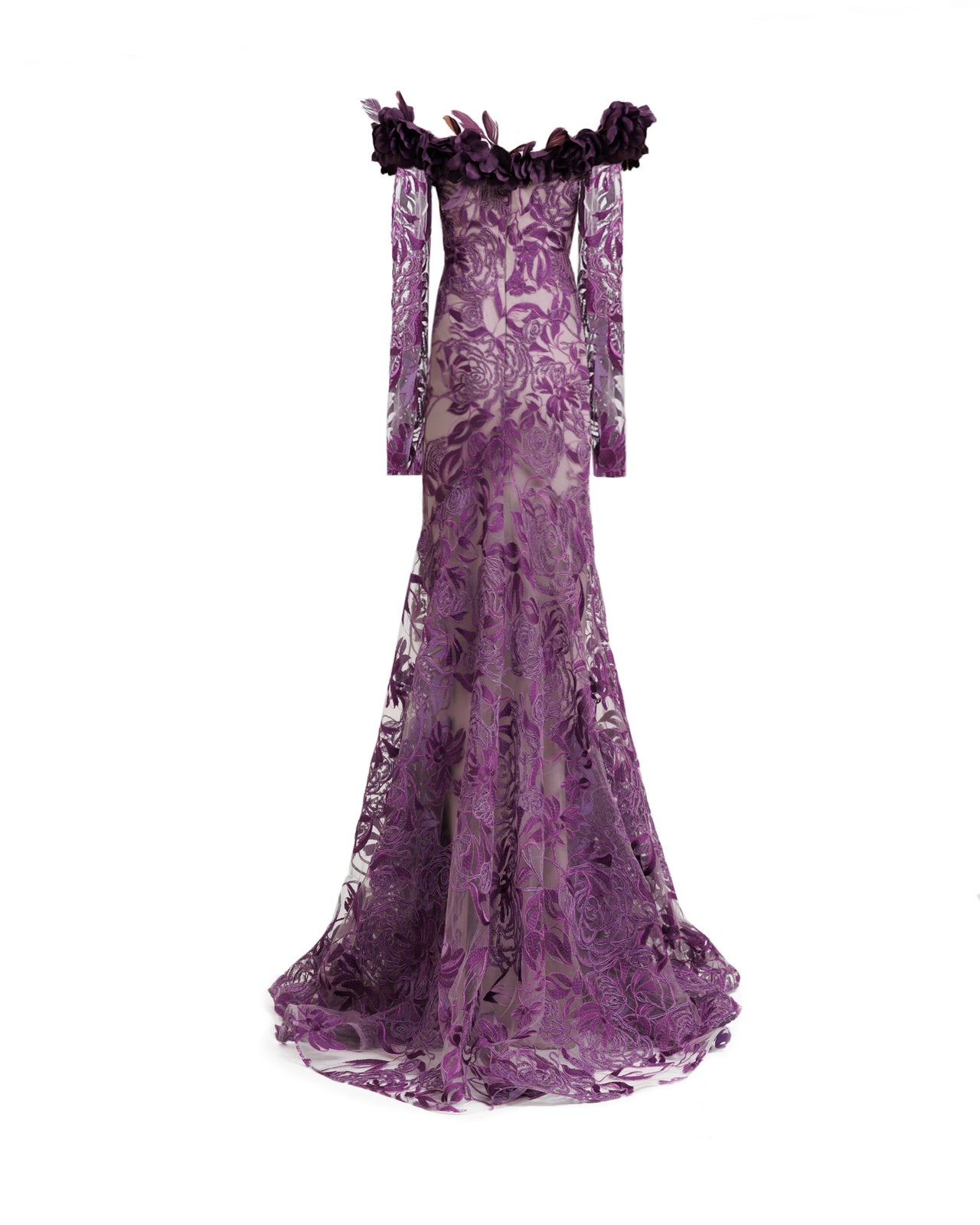 Floral Feathered Off-the-shoulder Dress