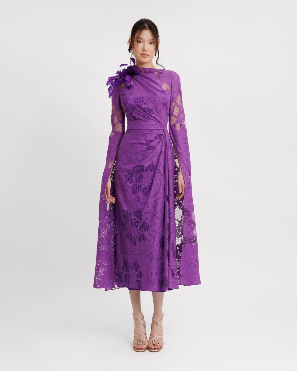 Knee - length Sleeves Midi Dress - Gemy Maalouf