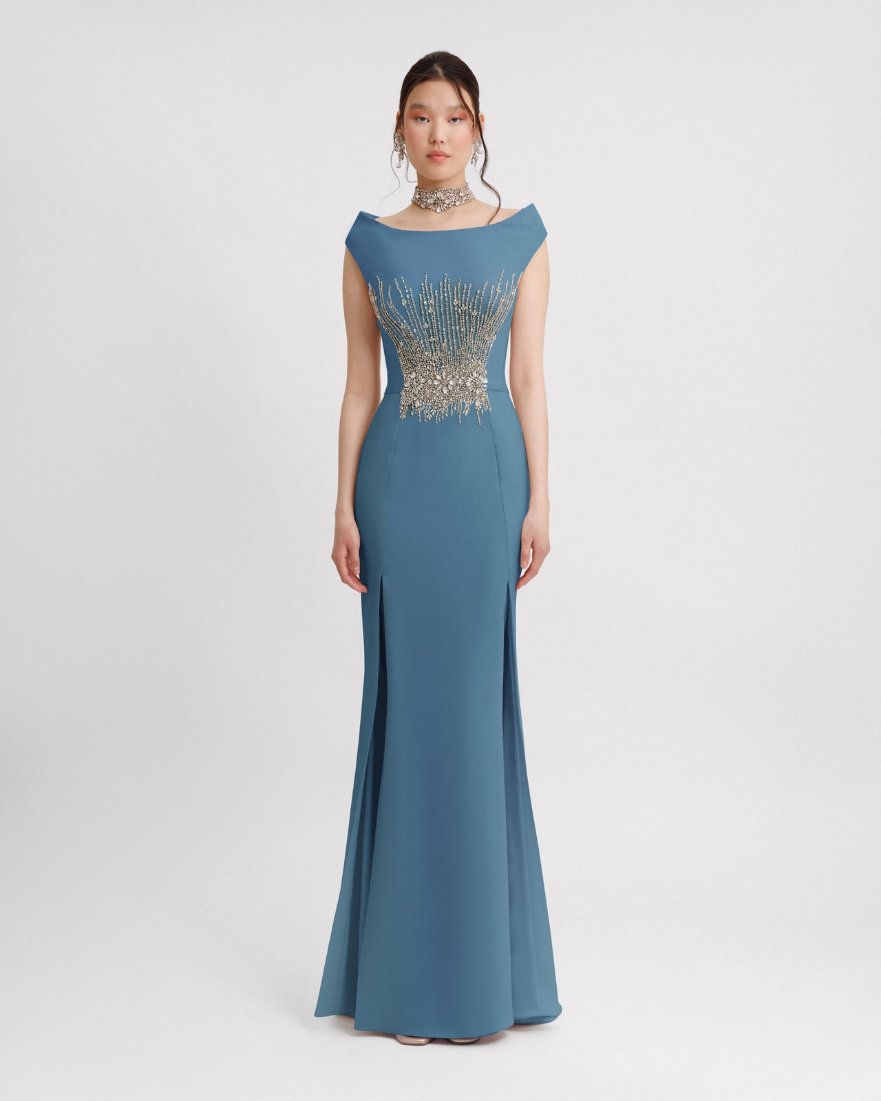 Bateau Collar Slim-Cut Dress