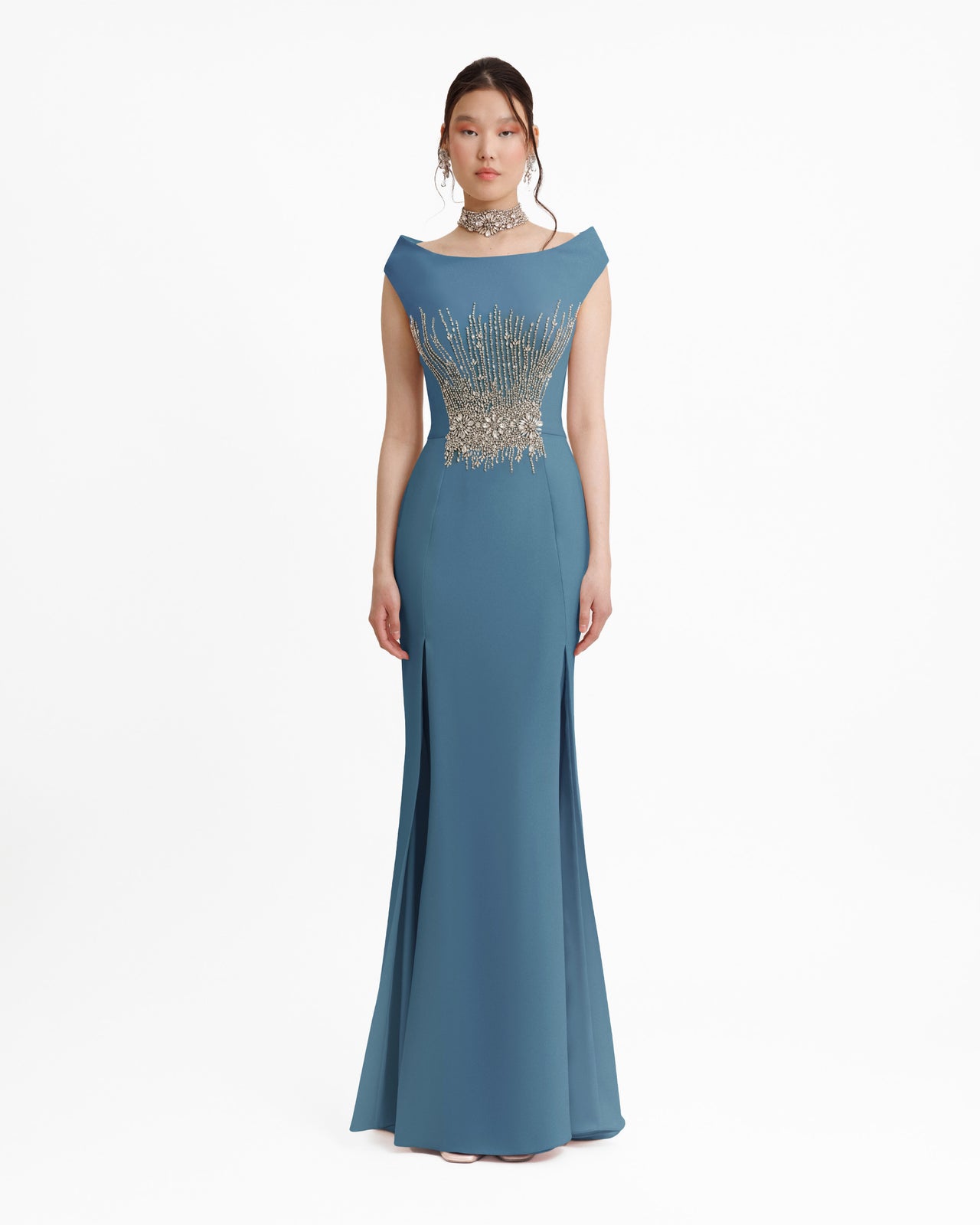 Bateau Collar Slim-Cut Dress