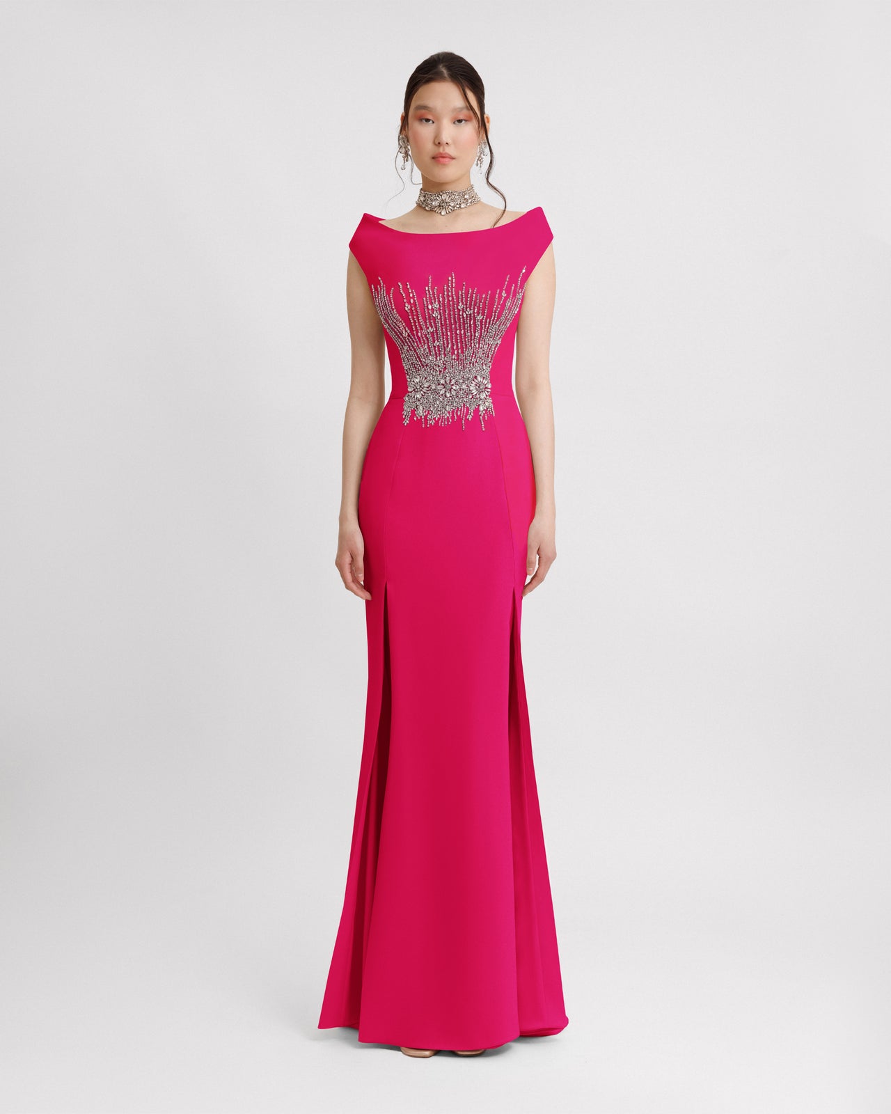 Bateau Collar Slim-Cut Dress