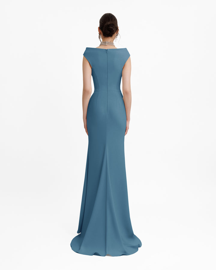 Bateau Collar Slim-Cut Dress