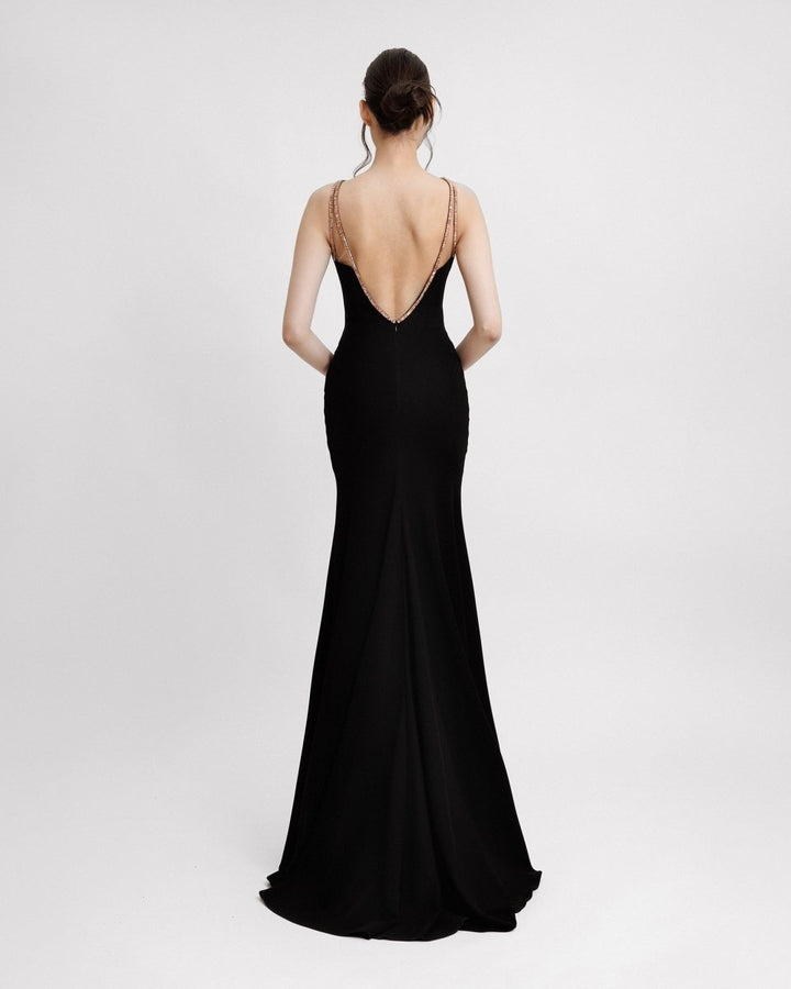 Slim - cut Dress With Beaded Bow - Gemy Maalouf