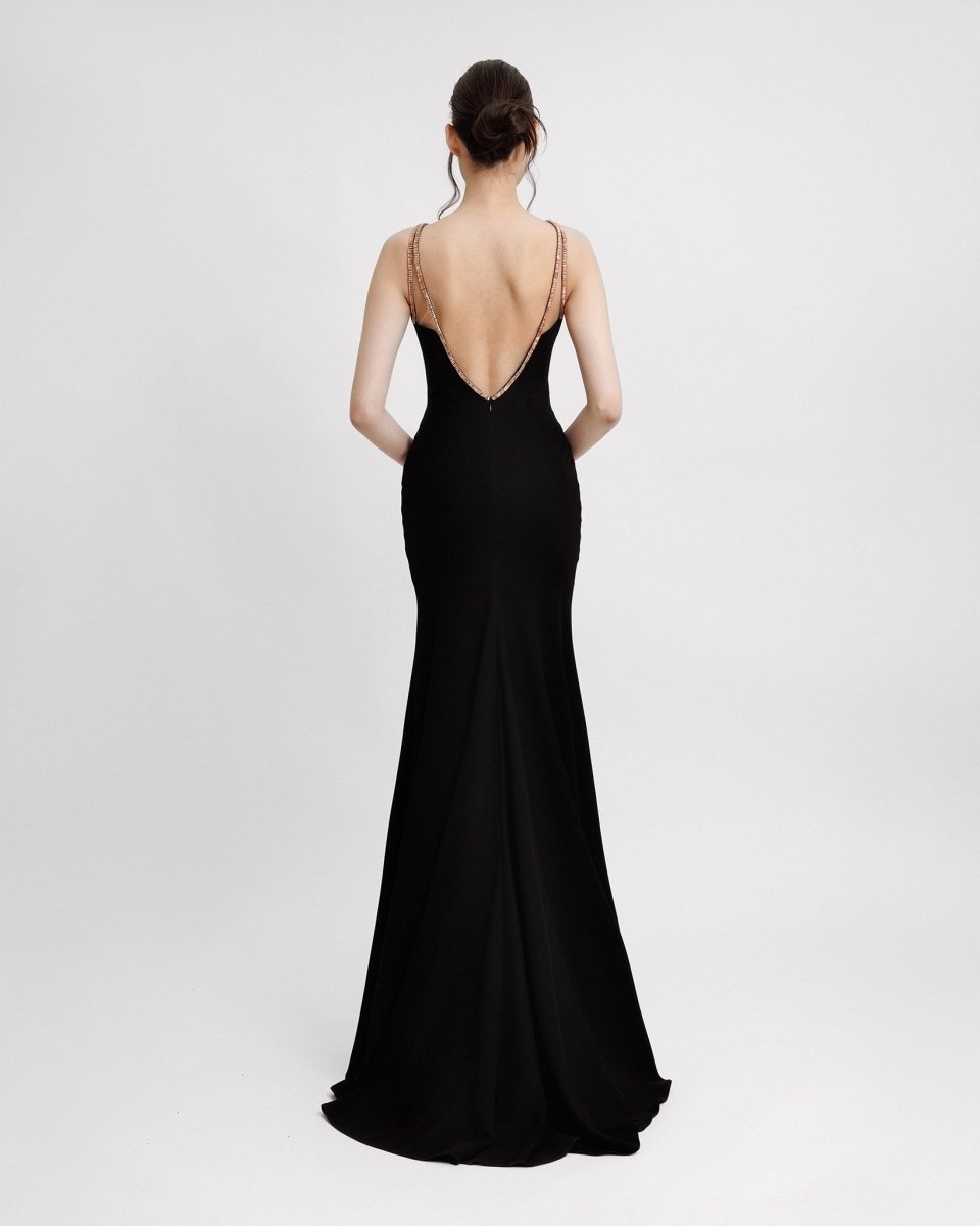 Slim - cut Dress With Beaded Bow - Gemy Maalouf