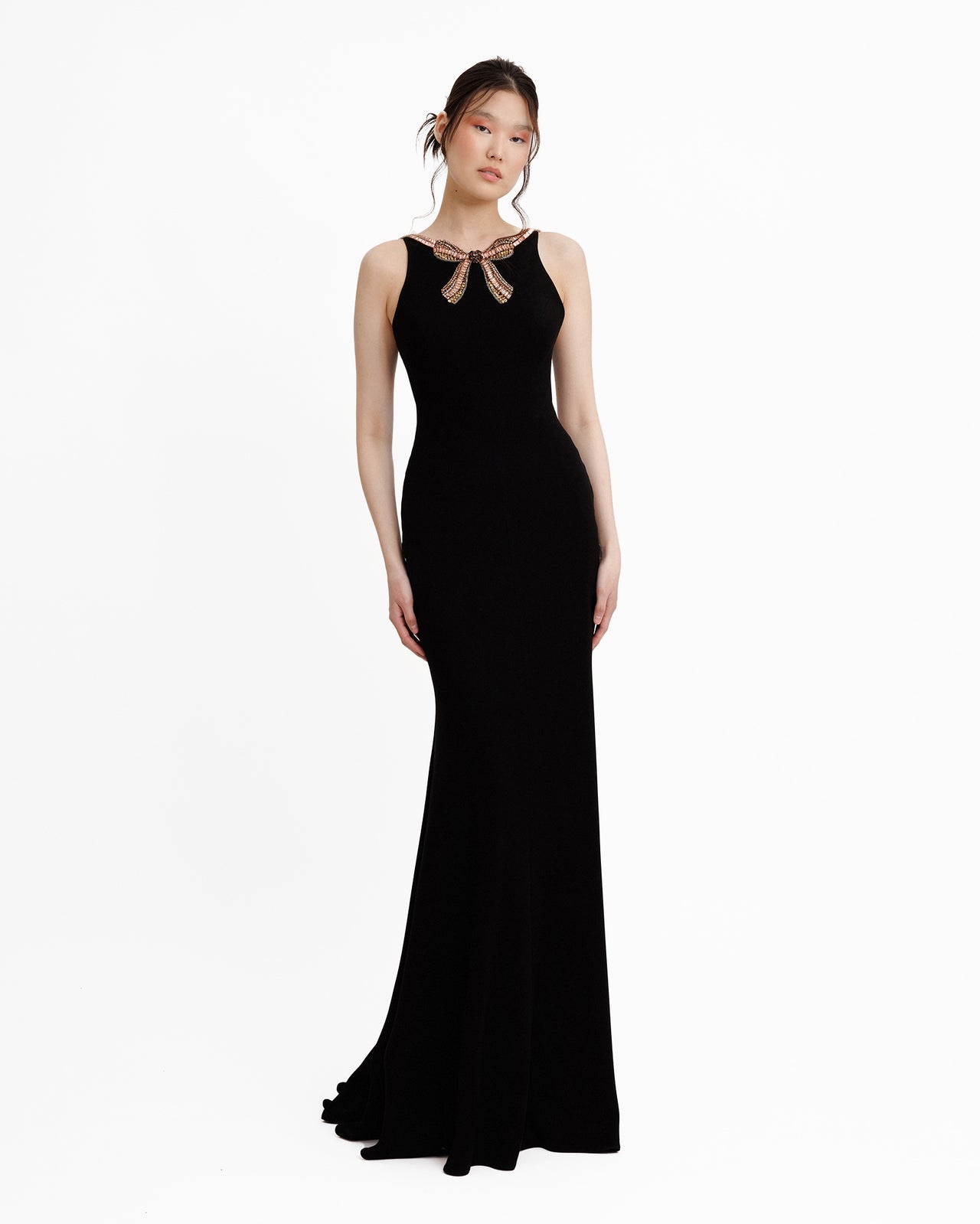 Slim-cut Dress With Beaded Bow