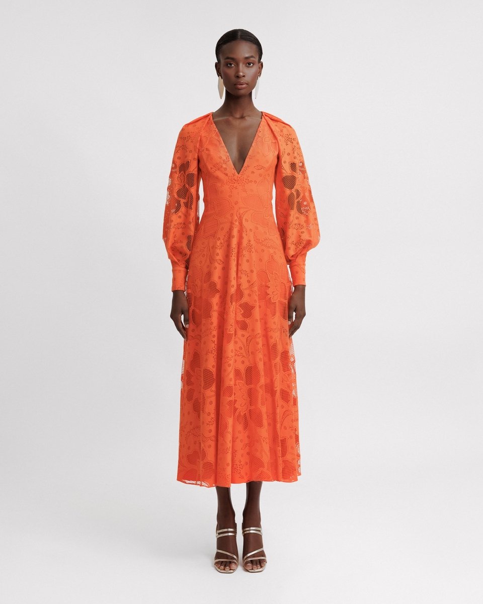 Draped Bishop Sleeves Dress - Gemy Maalouf