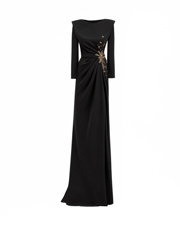 Slim-Cut Dress with Structured Shoulders