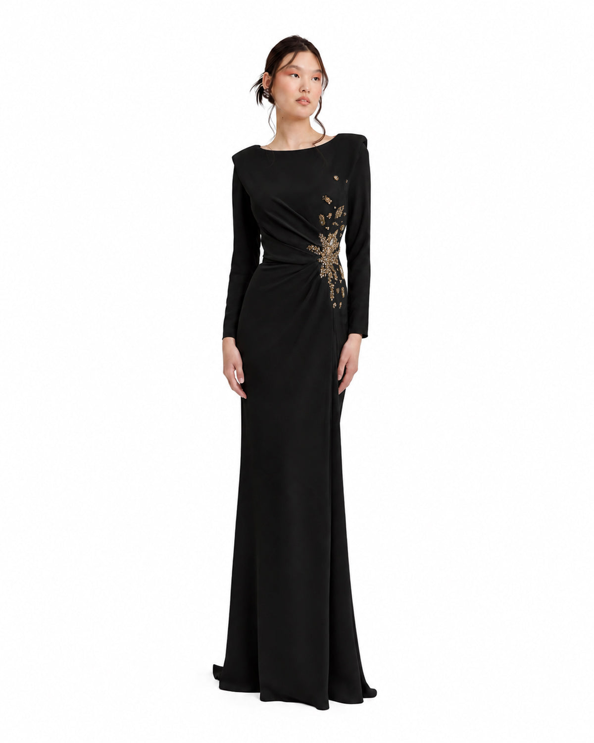 Slim-Cut Dress with Structured Shoulders