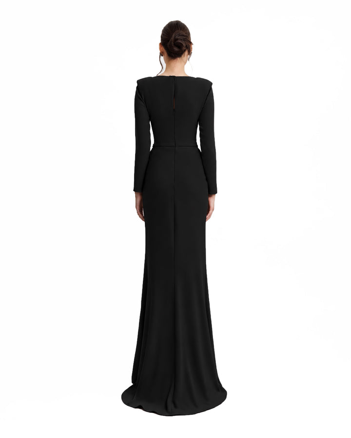 Slim-Cut Dress with Structured Shoulders