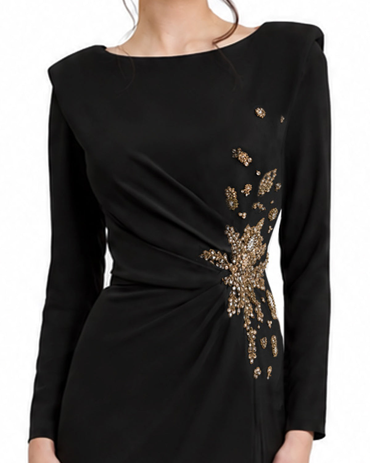 Slim-Cut Dress with Structured Shoulders