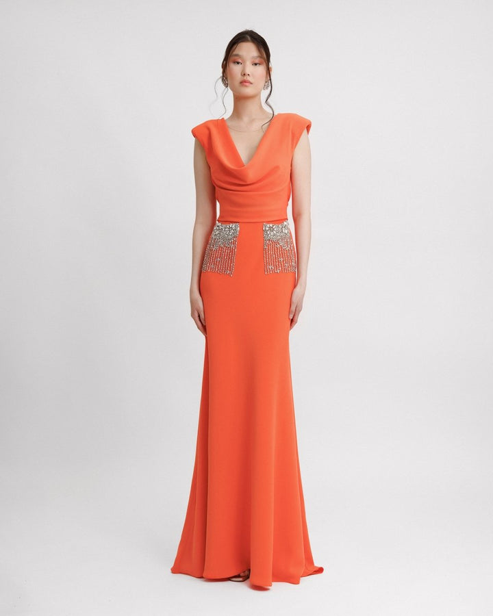 Cowl Neckline Dress - Gemy Maalouf