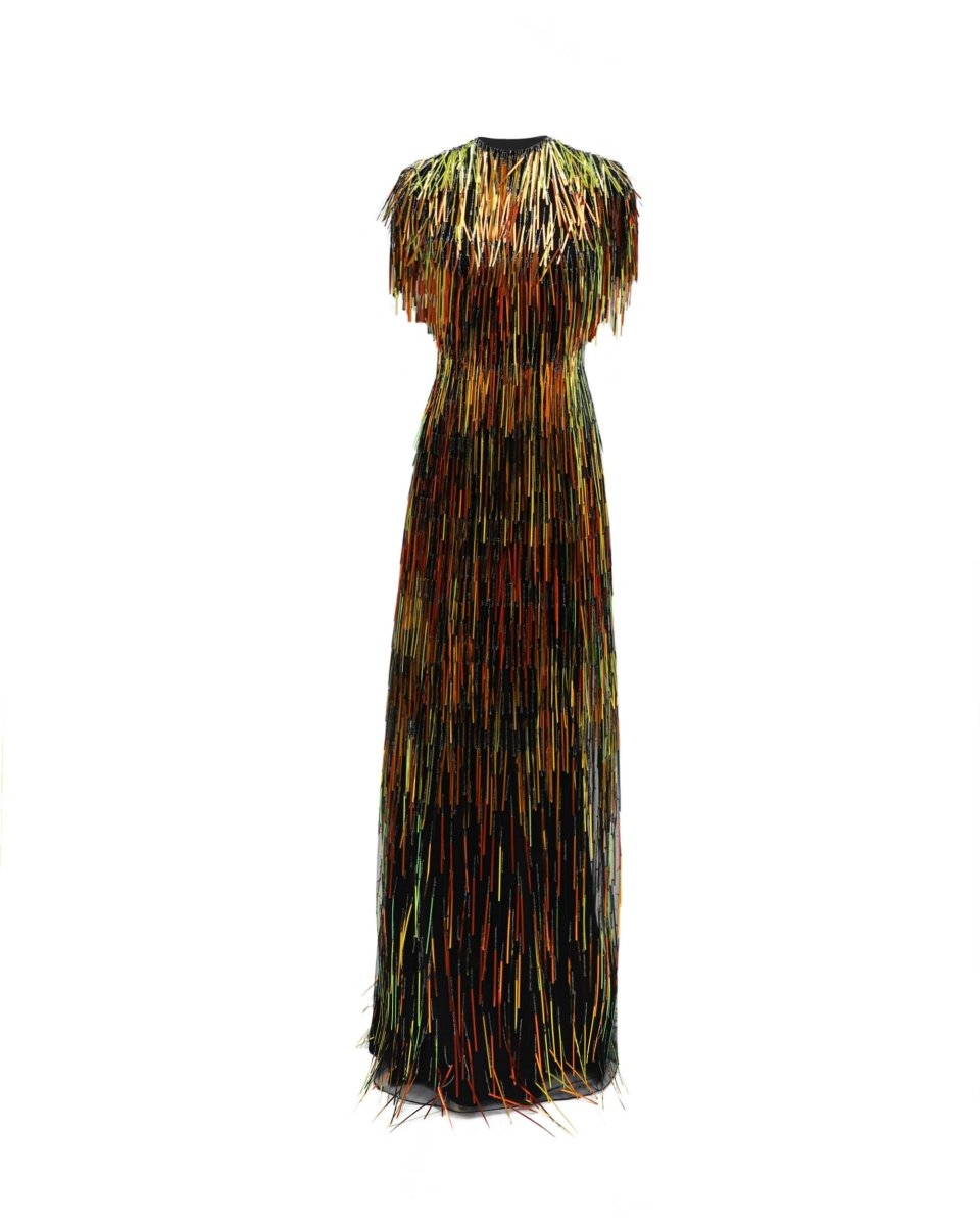 Beaded Fringes Dress - Gemy Maalouf