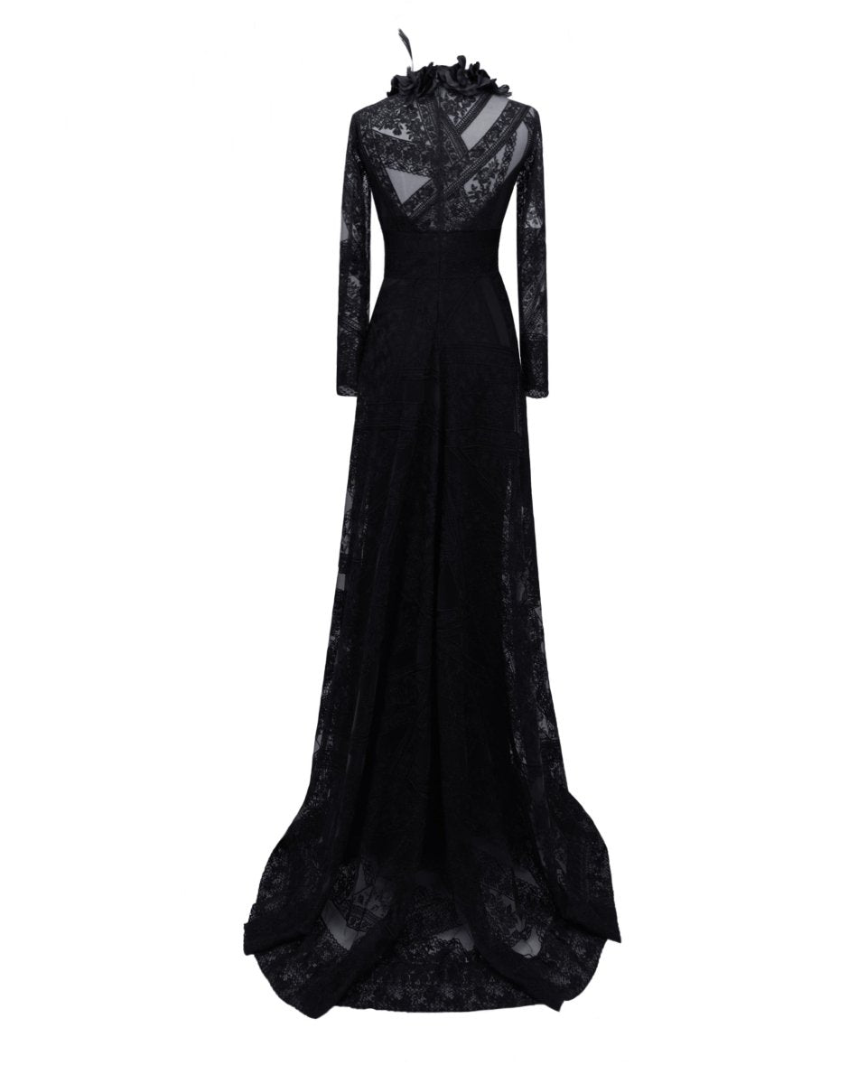 Gemy Maalouf | Evening Dresses | Patterned Lace Long Sleeves Dress Gemy Maalouf | Evening Dresses | Patterned Lace Long Sleeves Dress