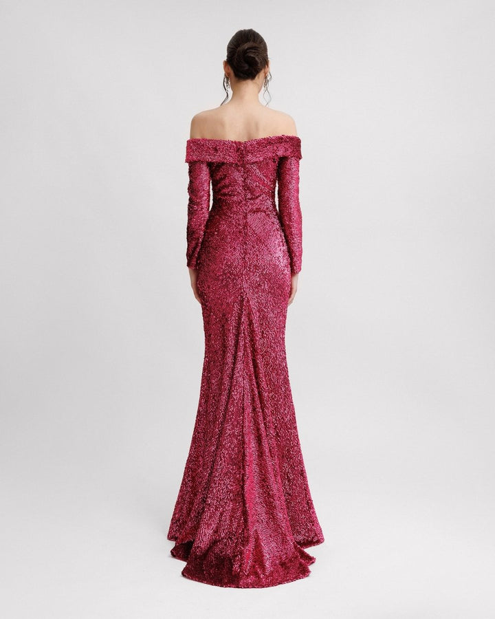 Beaded Neckline Dress - Gemy Maalouf