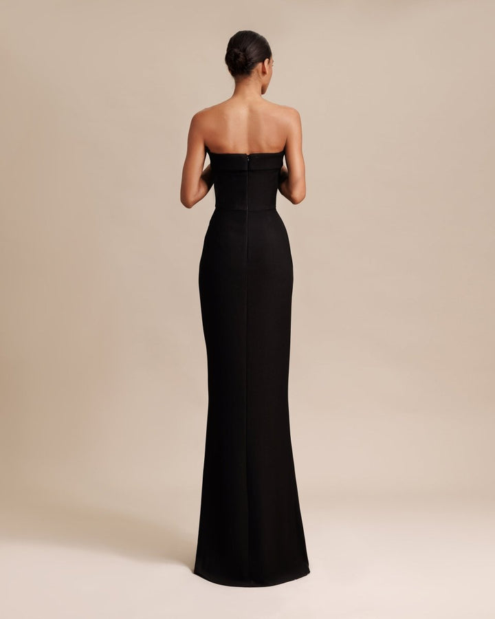 Strapless Draped Black Crepe Dress - Gemy Maalouf