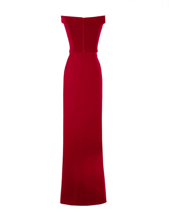 Strapless Red Crepe Dress - Gemy Maalouf