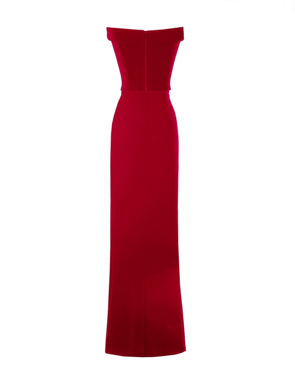 Strapless Red Crepe Dress - Gemy Maalouf