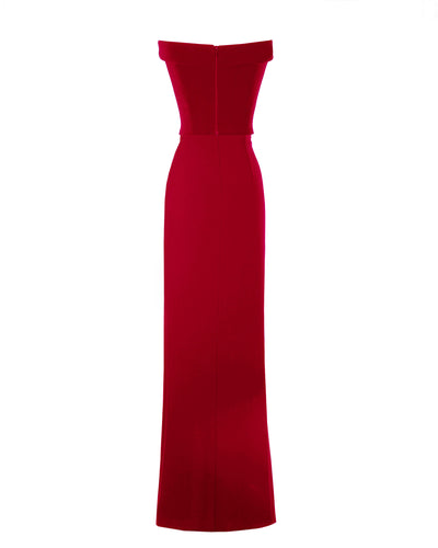 Strapless Red Crepe Dress