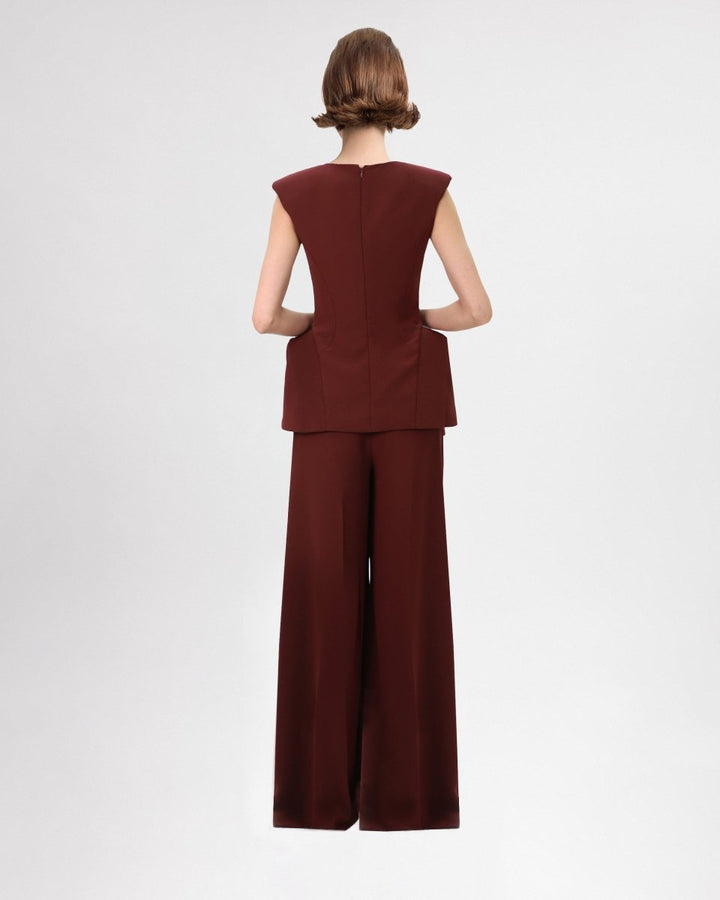 V - Neck Top with Pants Set - Gemy Maalouf
