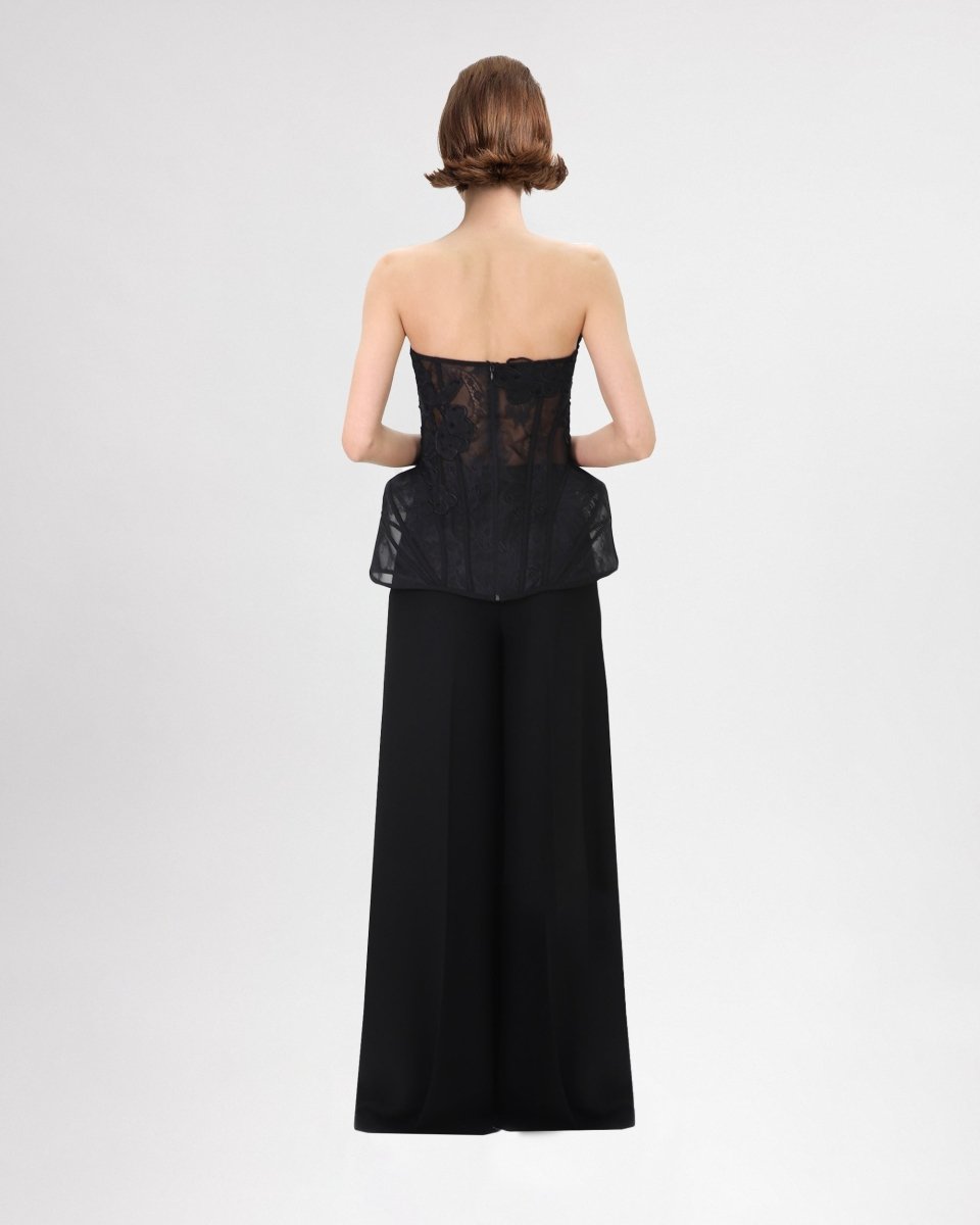 Strapless Corset Top with Straight Pants - Gemy Maalouf