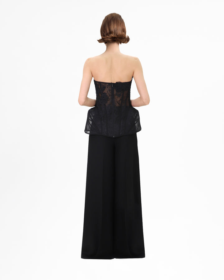 Strapless Corset Top with Straight Pants