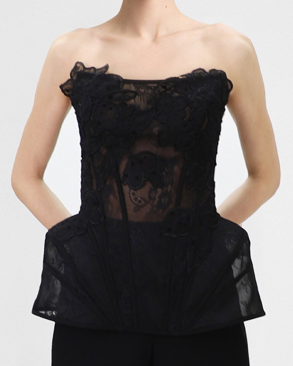 Strapless Corset Top with Straight Pants - Gemy Maalouf