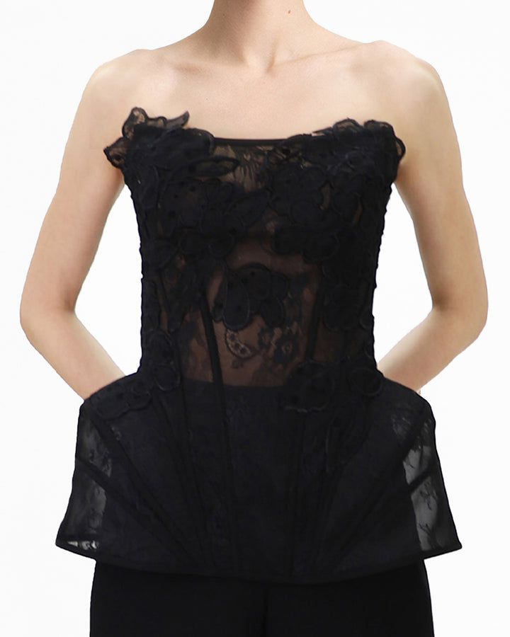 Strapless Corset Top with Straight Pants