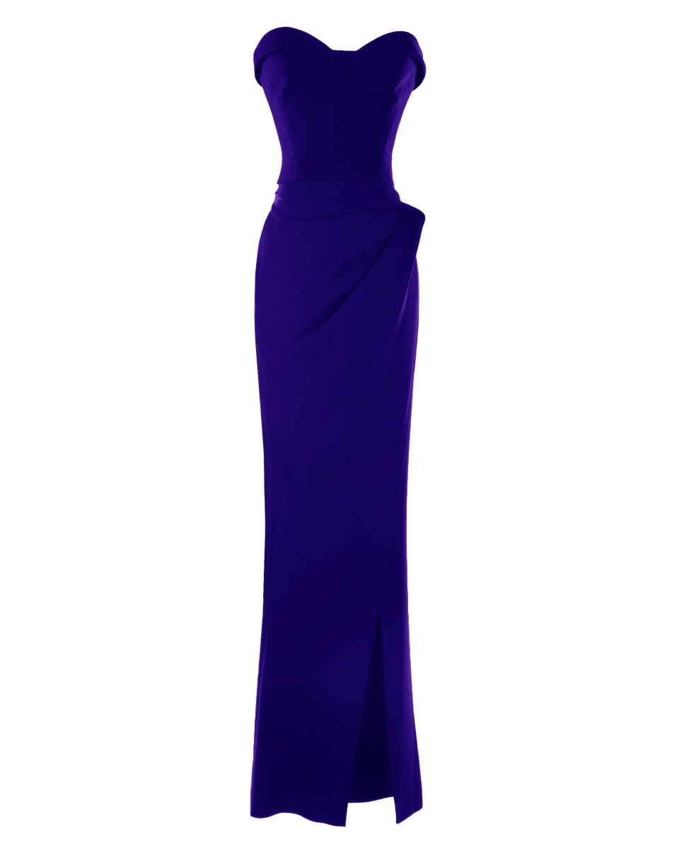 Strapless Blue Crepe Dress - Gemy Maalouf