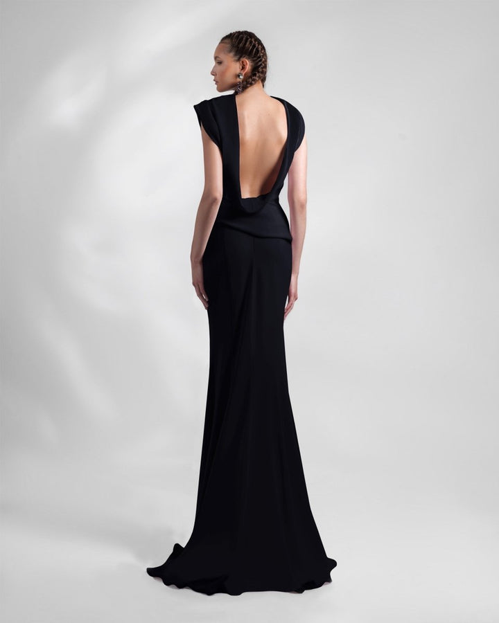Black High - Collar Neckline Dress - Gemy Maalouf