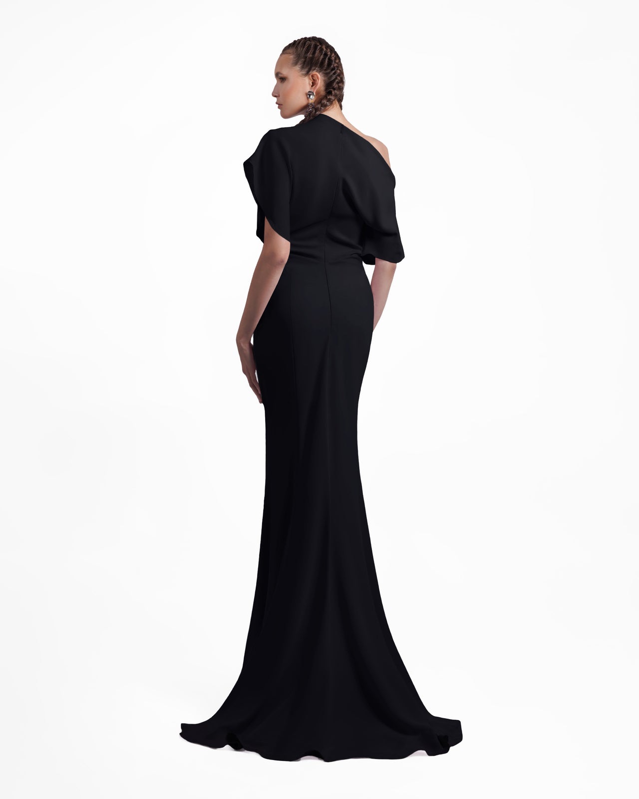 Asymmetrical Draped Black Dress